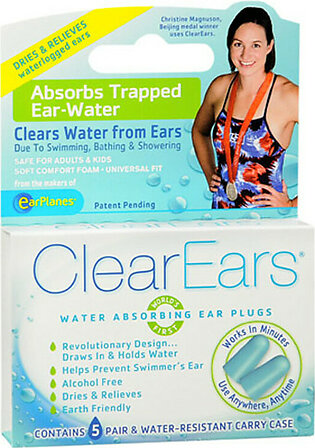 Clearears Water Absorbing Ear Plugs, 5 Pair