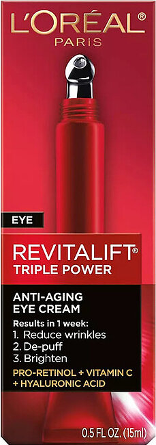 LOreal Paris Revitalift Triple Power Anti-Aging Eye Cream, 0.5 Oz