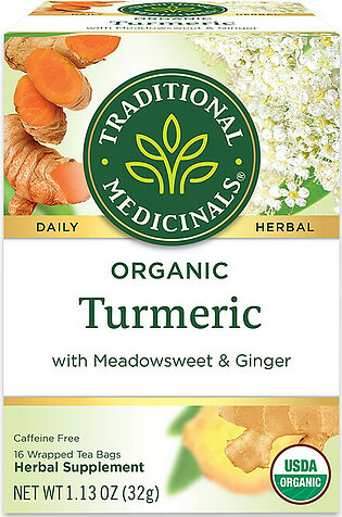 Traditional Medicinals Tea, Organic Turmeric with Meadowsweet And Ginger Tea Bags, 16 Ct