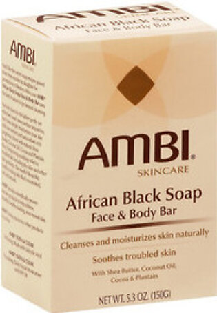 Ambi African Black Soap Face and Body Bar, 5.3 Oz