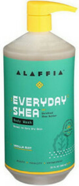 Alaffia Everyday Shea Vanilla Mint Moisturizing Body Wash, 32 Oz