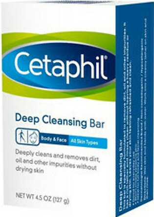 Cetaphil Deep Cleansing Bar, Body And Face, All Skin Types, 4.5 Oz
