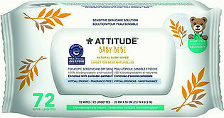 Attitude Baby Bebe Dry and Sensitive Skin Natural Baby Wipes, 72 Ea