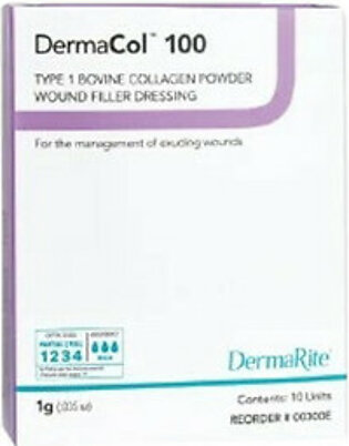 DermaCol 100 Type 1 Bovine Collagen Powder Wound Filler Dressing, 10 Pack