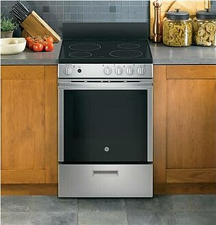 GE® 24" Front Control Electric Range In Stainless Steel Steam Clean