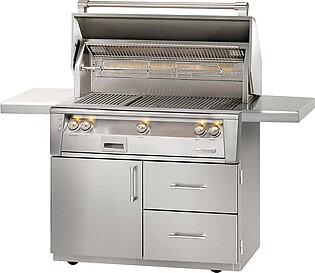 Alfresco 42" Gas Grill on Deluxe Cart in Stainless Steel W/Sear Zone & Rotisserie -NG