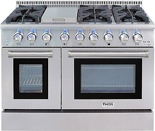 Thor 48-Inch Stainless Steel 7 Burners  Convection Oven Freestanding Double Oven Dual Fuel Range