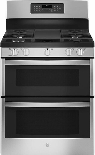 GE® 30" Free-Standing Gas Double Oven Convection Range Steam Clean