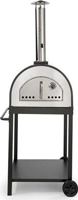 WPPO 24" Deluxe Backyard Wood Fired Pizza Oven With Cart ‐ Black
