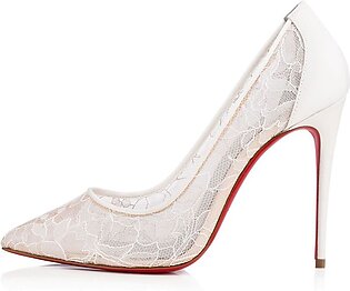 White Wedding Pump Shoes Lace Hollow Out High Heel Stiletto
