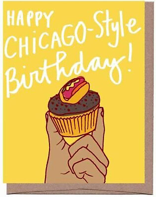 Chicago Hot Dog Cupcake Birthday Card
