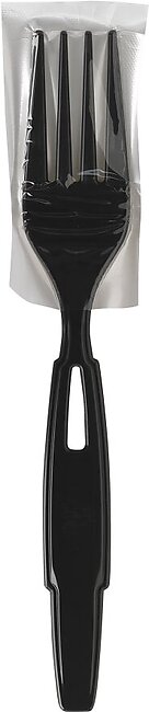 Dixie Ultra SmartStock Series-W Polypropylene Plastic Wrapped Cutlery, Forks, Black, 40 Perk Pack, Case Of 24 Packs