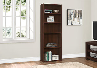 Bookshelf, Bookcase, 6 Tier, 72"H, Office, Bedroom, Brown Laminate, Transitional