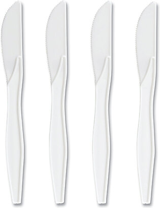 Perk Mediumweight Plastic Cutlery, Knife, White, 1,000/Pack