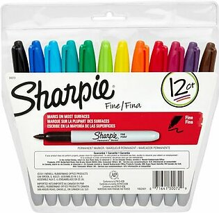 Sharpie Permanent Markers, Fine Point, Purple, Pack Of 12