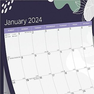 Blueline 12-Month Colorful Wall Calendar, Abstract Floral Artwork, 12 x 17, White Sheets, 12-Month (Jan to Dec): 2024
