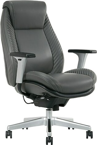Serta iComfort i6000 Ergonomic Bonded Leather High-Back Manager Chair, Gray/Silver