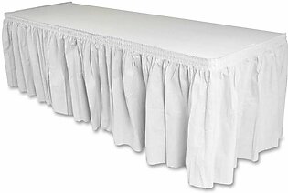 Genuine Joe Nonwoven Table Skirts - 14 ft Length x 29" Width - Adhesive Backing - Polyester - White - 6 / Carton