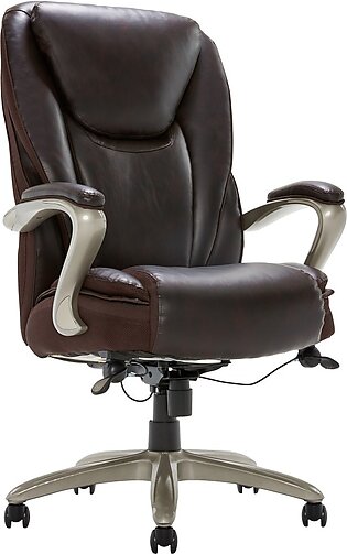 Serta Smart Layers Hensley Big & Tall Ergonomic Bonded Leather High-Back Chair, Roasted Chestnut/Satin Nickel