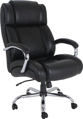 Lorell UltraCoil Comfort Big & Tall Bonded Leather Chair, Black
