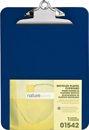 Nature Saver Plastic Clipboards, 8 1/2" x 12", 100% Recycled, Blue