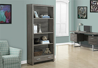 Bookshelf, Bookcase, 5 Tier, 72"H, Office, Bedroom, Brown Laminate, Contemporary, Modern