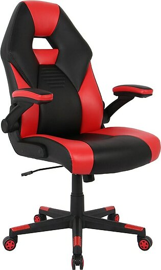 RS Gaming RGX Faux Leather High-Back Gaming Chair, Black/Red, BIFMA Compliant