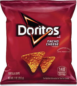 Doritos Nacho Cheese Tortilla Chips, 1 oz Snack Bag, 50/Carton