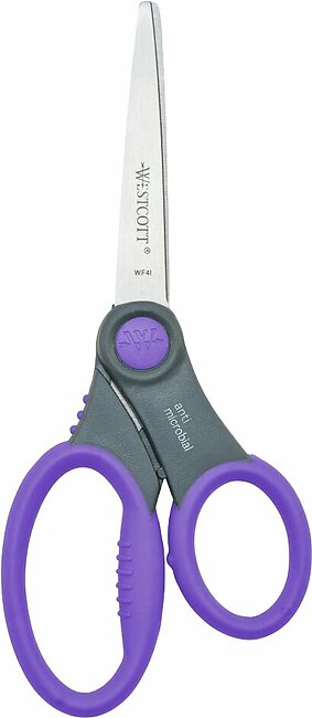 Westcott Student Scissors with Anti-Microbial Protection, 7", Pointed, Assorted Colors
