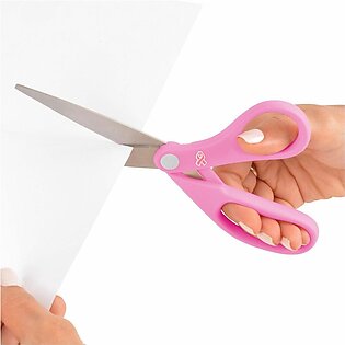 Westcott All-Purpose Value Stainless Steel Scissors, 8", Straight, Pink Ribbon