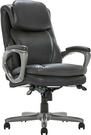 Serta Smart Layers Arlington AIR Ergonomic Bonded Leather High-Back Executive Chair, Dark Gray/Silver