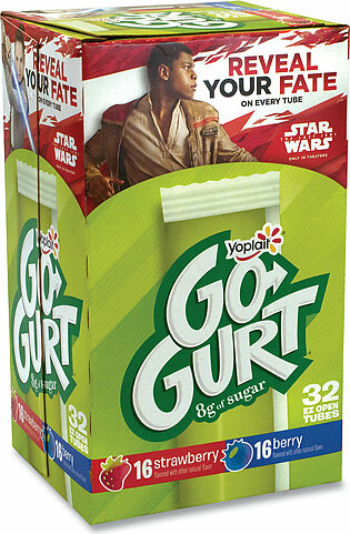 Yoplait Go-Gurt Low Fat Yogurt, 2 oz Tube, 32 Tubes/Carton