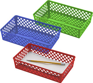 Officemate Achieva Large Supply Basket, Assorted Colors, 3/PK