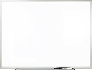 Non-Magnetic Melamine Dry-Erase Whiteboard With Marker, 48" x 72", Aluminum Frame With Silver Finish