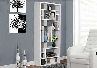 Bookshelf, Bookcase, Etagere, 72"H, Office, Bedroom, White Laminate, Contemporary, Modern