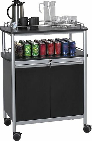 Safco Mobile Beverage Cart, 43"H x 33 1/2" W x 21 3/4" D, Black/Silver
