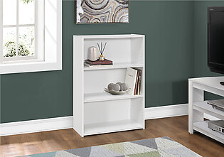 Bookshelf, Bookcase, 4 Tier, 36"H, Office, Bedroom, White Laminate, Transitional