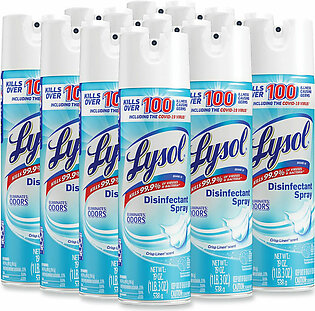 LYSOL Brand Disinfectant Spray, Crisp Linen, 19 oz Aerosol Spray, 12/Carton