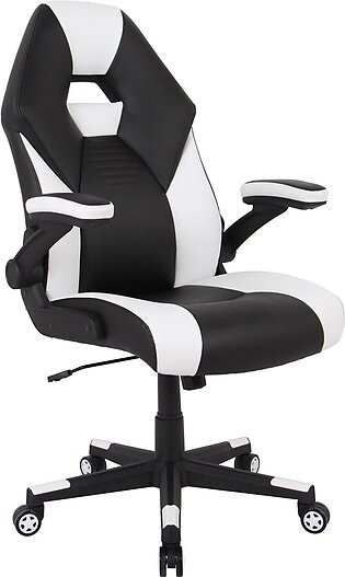 RS Gaming RGX Faux Leather High-Back Gaming Chair, Black/White, BIFMA Compliant