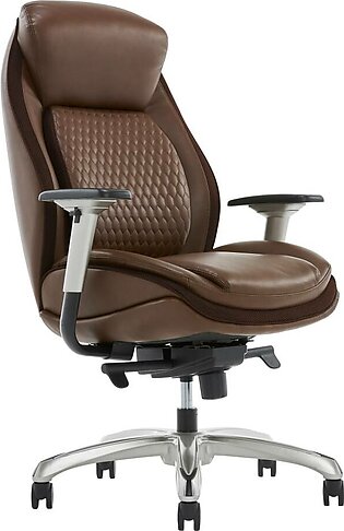 Shaquille O'Neal Zethus Ergonomic Bonded Leather High-Back Executive Chair, Brown