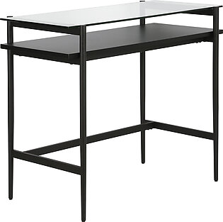 Eaton 36" Wide Rectangular Desk in Blackened Bronze/Black Grain