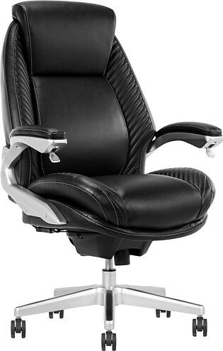 Serta iComfort i6000 Ergonomic Bonded Leather High-Back Executive Chair, Black/Silver