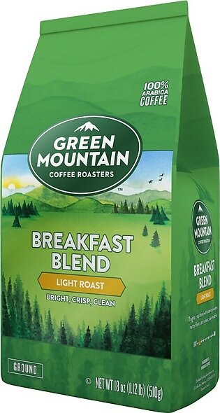 Green Mountain Coffee Ground Coffee, Breakfast Blend, 18 Oz Per Bag