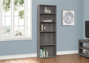 Bookshelf, Bookcase, 6 Tier, 72"H, Office, Bedroom, Grey Laminate, Transitional