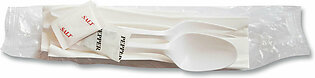 Berkley Square Mediumweight Cutlery Kit, Plastic Fork/Spoon/Knife/Salt/Pep/Napkin, White, 250/Carton