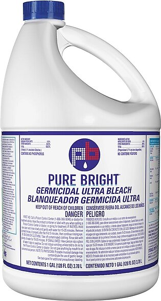 KIK Custom Pure Bright Germicidal Ultra Bleach - Concentrate Liquid - 128 fl oz (4 quart) - 1 Each - White