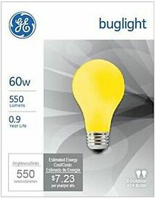 GE 2 Pack 60W Yellow Bug Light Bulb