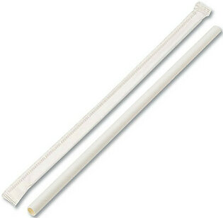 Individually Wrapped Paper Straws, 7.75" X 0.25", White, 3,200/carton