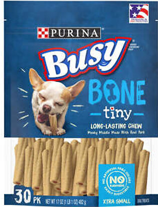 Purina Original Busy Bone with Real Meat Pork Hard Chews Dog Treats - Tiny - 17 Oz - Case of 4