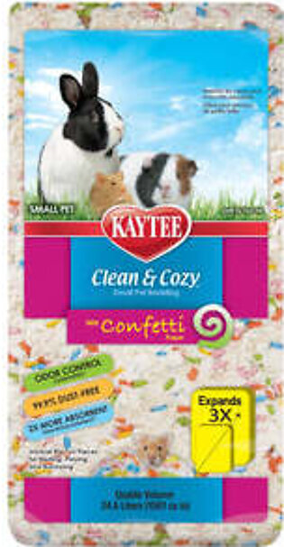 Kaytee Clean & Cozy Confetti Bedding White Paper Bedding with Colored Confetti Paper - 24.6 l
